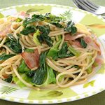 あしたばと春キャベツのパスタ