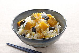 かぼちゃと大豆の炊き込みごはん