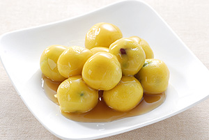 かぼちゃと豆の団子餡がけ