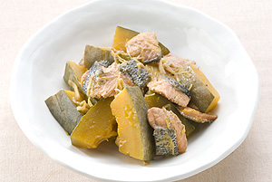 かぼちゃと鮭の煮物
