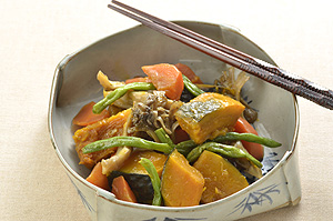 かぼちゃ・にんじん・まいたけの揚げ煮