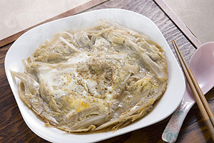 ごぼうと鶏ササミ肉の柳川風