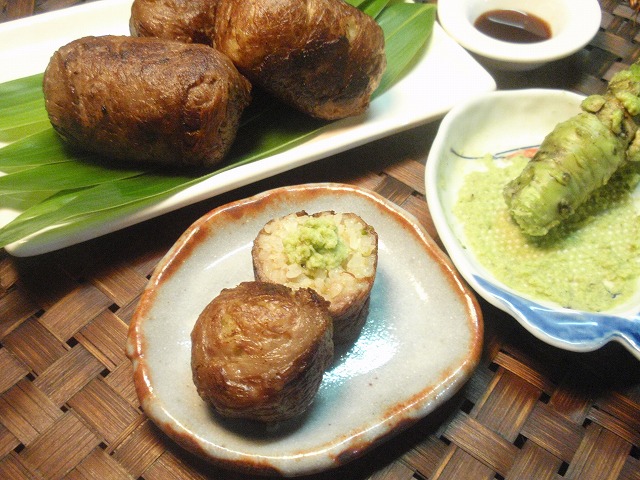すりおろしわさびの牛肉巻きおにぎり