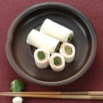 せりと明太チーズの大根巻き
