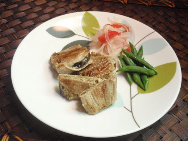 なすと豚肉のにんにく味噌はさみ焼き