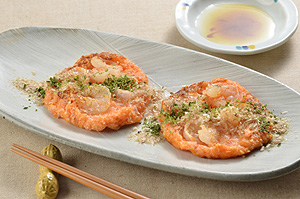 にんじんとやまいものエビのせトロトロ焼き