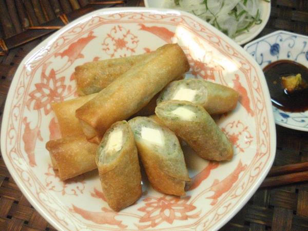 みょうがとタラのチーズ入り春巻き