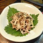みょうがと鶏ササミ肉の梅肉和え