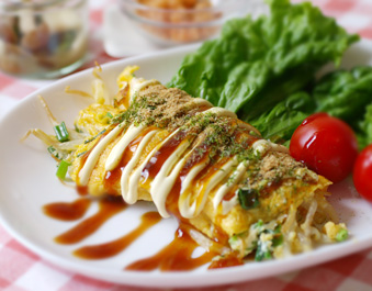 もやしのお好み焼き風オムレツ