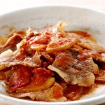 りんごと豚薄切り肉のトマト蒸し煮