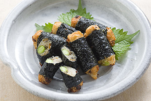 れんこんとアナゴの磯辺揚げ