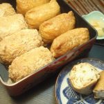 わさび醤油漬けとくるみのいなり寿司