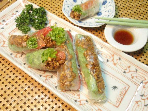 アチャール入り納豆の生春巻き