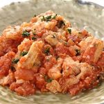 アナゴ天ぷらトマトソースがけ