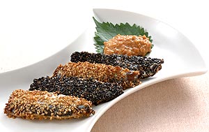 イワシのごま焼き味噌納豆添え