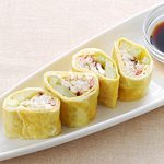 カニ・しいたけ・セロリの薄焼き卵蒸し