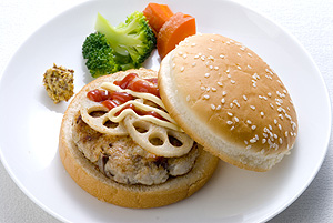 サババーグとれんこんのバーガー