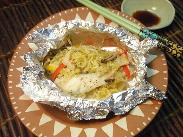 ザワークラウトとタラのオーブン焼き