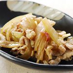 セロリと豚肉のくるみ入りきんぴら