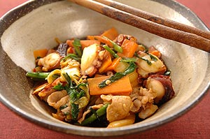 タコとキムチの炒め物