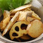 タラと根菜のカレー揚げ
