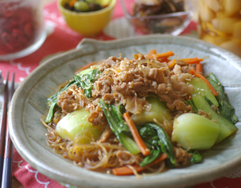 チンゲン菜の麻婆春雨