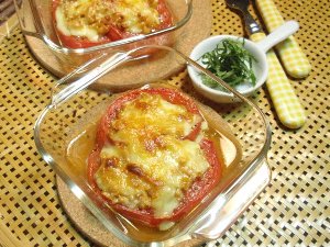 トマトの納豆チーズ焼き