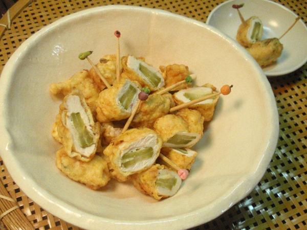 ピクルスと鶏モモ肉の天ぷら