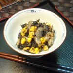 ホタテ貝柱ととうもろこしの海苔佃煮和え