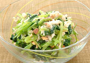 三つ葉と鶏ササミの酢味噌和え