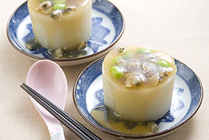 大根の蒸し卵シジミあんかけ