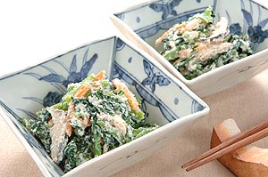 小松菜の松の実入り白和え