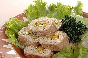 枝豆ととうもろこしの蒸しローフ