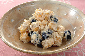 柿と黒豆の白和え