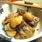 浜焼きサバと新じゃがいもの煮物