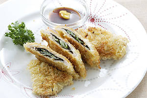 海苔と水菜の豚肉フライ