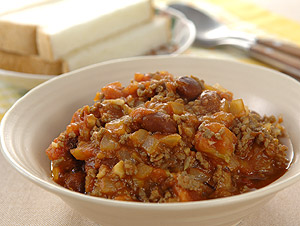 牛ひき肉と金時豆のチリソース