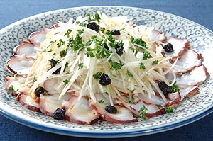 白髪ねぎ添えタコの熱々油がけ