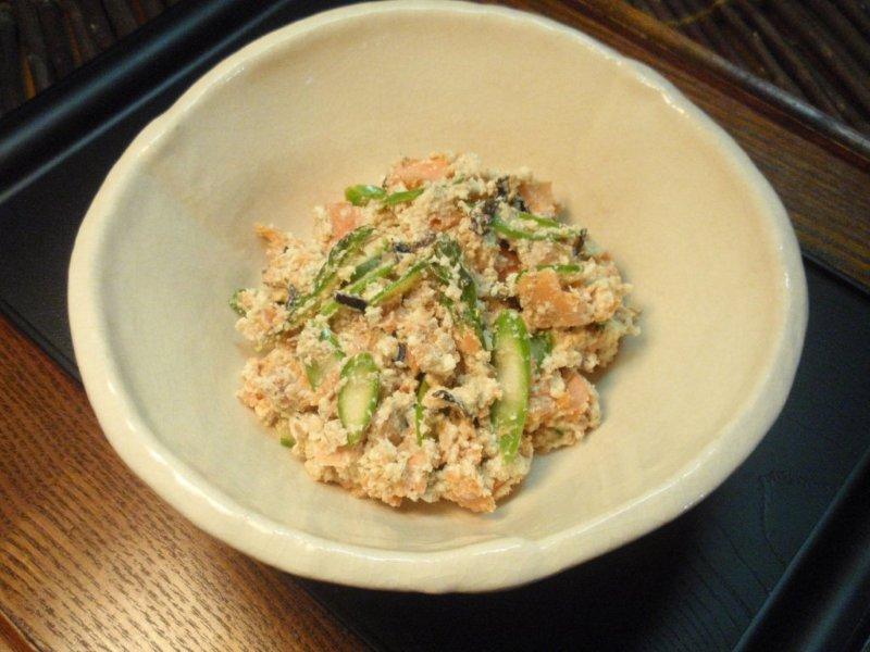 糠味噌漬け鮭の白和え