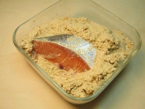 糠味噌漬け鮭の白和え