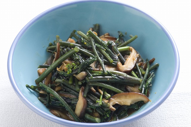 紅菜苔としいたけの味噌炒め