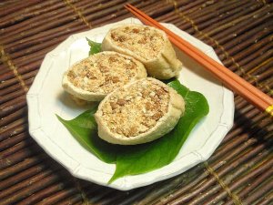 納豆卯の花の油揚げ詰め