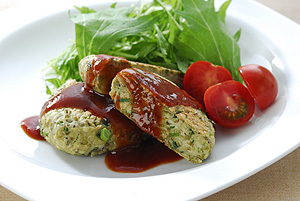 緑豆と鶏肉のハンバーグ