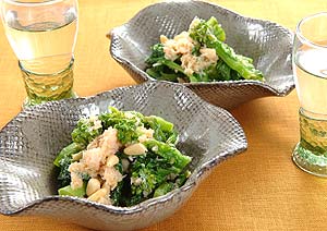 菜の花とカニの辛子和え