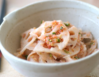 蓮根と明太子の中華和え