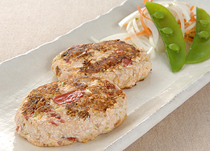 豆腐とキャベツのトマト入りハンバーグ