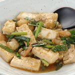 豆腐・エビ・にらの炒めもの