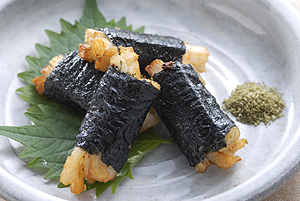 長いもとカレイの海苔揚げ