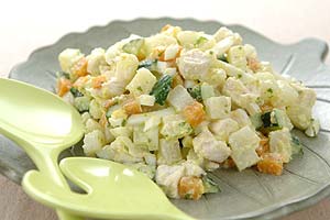 鶏肉とゆで卵のヨーグルトドレッシングサラダ